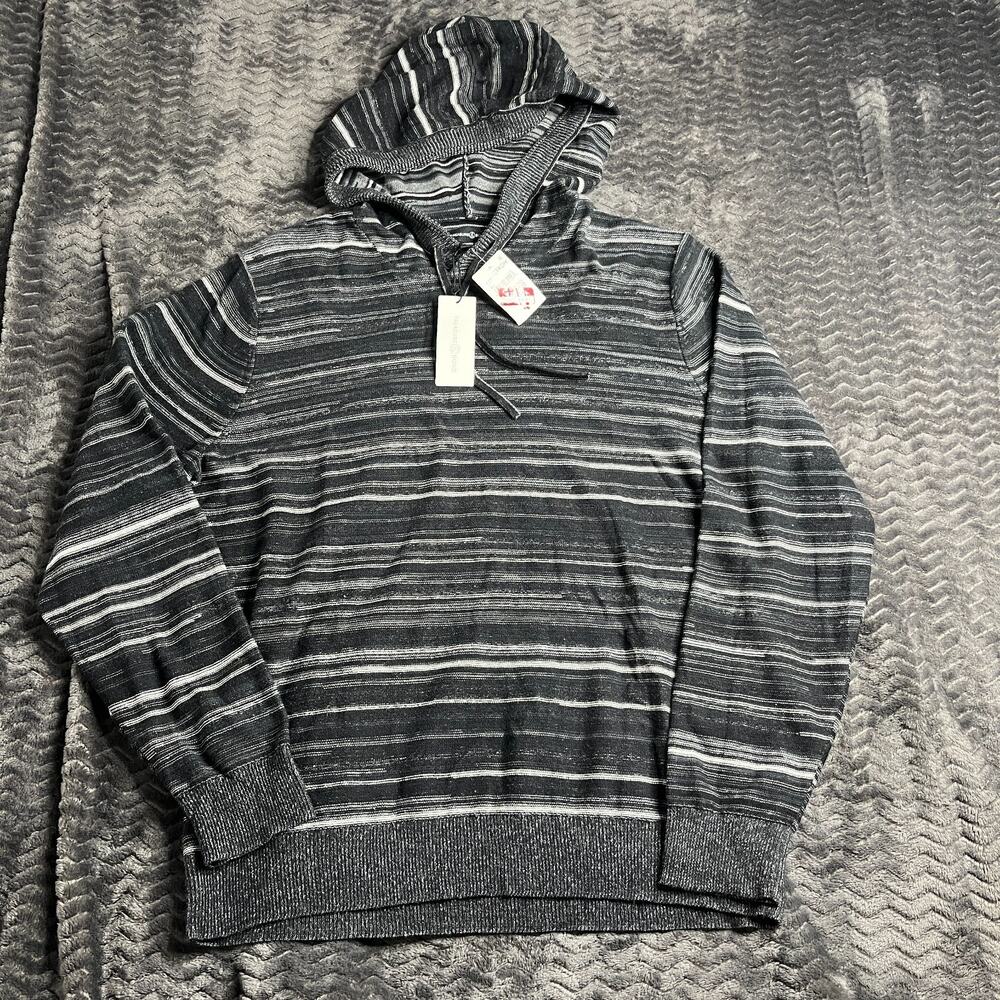Treasure & Bond Black Grey Hoodie Jumper Size L Cotton Striped Knit NWT